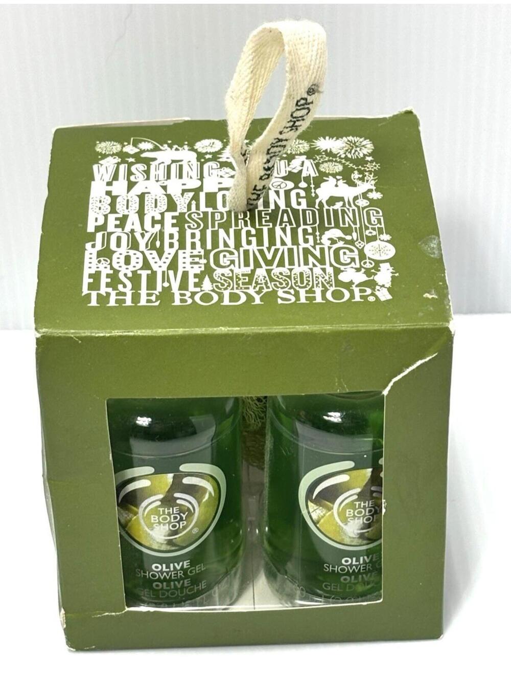 The Body Shop Olive Shower Gel Set 2 Fl Oz Bottles Mesh Loofah Shower - New